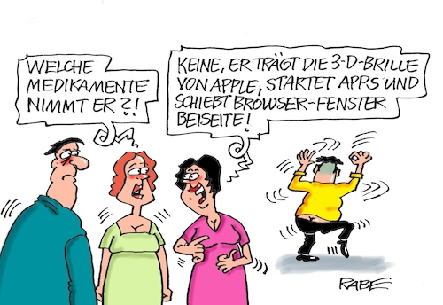 Cartoon: Brillenträger (medium) by RABE tagged apple,brille,dimension,apps,browser,browserfenster,neuheit,technologie,ki,chatgpt,rabe,ralf,böhme,cartoon,karikatur,pressezeichnung,farbcartoon,tagescartoon,medikamente,tänzer,mann,frau,ehepaar,apple,brille,dimension,apps,browser,browserfenster,neuheit,technologie,ki,chatgpt,rabe,ralf,böhme,cartoon,karikatur,pressezeichnung,farbcartoon,tagescartoon,medikamente,tänzer,mann,frau,ehepaar