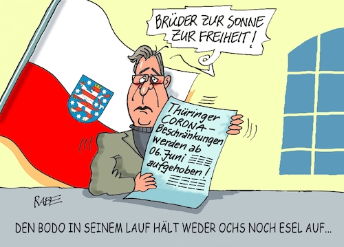 Cartoon: Brüder zur Sonne zum Lockdown (medium) by RABE tagged virus,corona,pandemie,coronakrise,rabe,ralf,böhme,cartoon,karikatur,pressezeichnung,farbcartoon,tagescartoon,viren,virenschutz,mundschutz,desinfektion,föderal,föderalismus,ländersache,lockdown,aufhebung,bodo,ramelow,thüringen,markus,söder,brüder,zur,sonne,freiheit,virus,corona,pandemie,coronakrise,rabe,ralf,böhme,cartoon,karikatur,pressezeichnung,farbcartoon,tagescartoon,viren,virenschutz,mundschutz,desinfektion,föderal,föderalismus,ländersache,lockdown,aufhebung,bodo,ramelow,thüringen,markus,söder,brüder,zur,sonne,freiheit