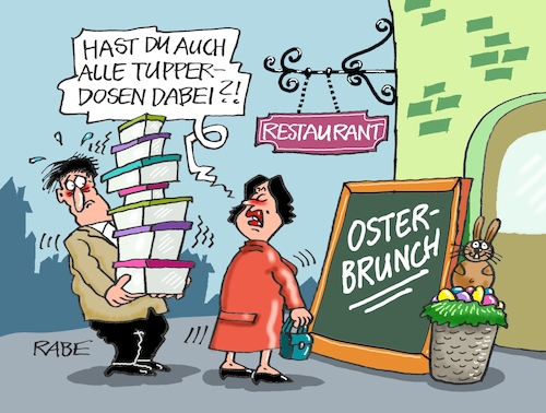 Cartoon: Brunch Time (medium) by RABE tagged ostern,osterhase,ostereier,ostergras,rabe,ralf,böhme,cartoon,karikatur,pressezeichnung,farbcartoon,tagescartoon,intelligenz,ki,künstliches,gedicht,brunch,osterbrunch,restaurant,tupper,tupperware,tupperdosen,mitnahme,buffett,ostern,osterhase,ostereier,ostergras,rabe,ralf,böhme,cartoon,karikatur,pressezeichnung,farbcartoon,tagescartoon,intelligenz,ki,künstliches,gedicht,brunch,osterbrunch,restaurant,tupper,tupperware,tupperdosen,mitnahme,buffett