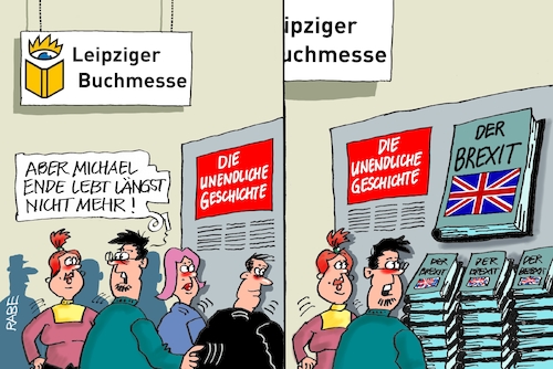 Cartoon: Buchmesse Leipzig II (medium) by RABE tagged brexit,eu,insel,may,britten,austritt,rabe,ralf,böhme,cartoon,karikatur,pressezeichnung,farbcartoon,tagescartoon,bauhaus,baukasten,bauklötzer,plan,referendum,februar,irre,irrsinn,buchmesse,leipzig,unendliche,geschichte,michael,ende,stand,bücher,brexit,eu,insel,may,britten,austritt,rabe,ralf,böhme,cartoon,karikatur,pressezeichnung,farbcartoon,tagescartoon,bauhaus,baukasten,bauklötzer,plan,referendum,februar,irre,irrsinn,buchmesse,leipzig,unendliche,geschichte,michael,ende,stand,bücher