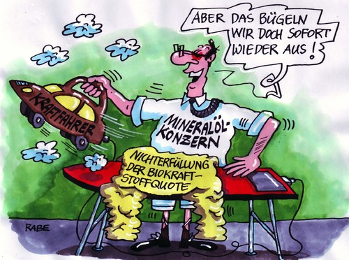 Cartoon: Bügelknabe (medium) by RABE tagged biosprit,biospritpreise,biokraftstoffquote,konzern,unternehmen,mineralölkonzern,ölkonzern,ölmultis,benzin,super,ezehn,tankstelle,zapfsäule,zapfpistole,aral,shell,bp,kraftfahrer,autofahrer,kunde,verbraucher,informationspolitik,benzinpreis,euro,krise,umwelt,abzocke,versäumnis,verbraucherschutz,nichterfüllunf,strafe,adac,unternehmer,motor,geldbeutel,steuergeldverschwendung,bügelbrett,bügeleisen,dampfbügeleisen,hose,falten,knitter,biosprit,biokraftstoffquote,konzern,unternehmen,mineralölkonzern,ölkonzern,ölmultis