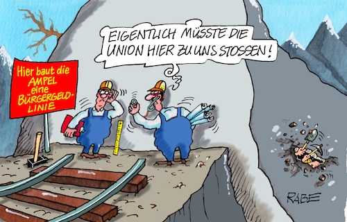 Cartoon: Bürgergeld nochmal (medium) by RABE tagged gas,gassparen,gasnotstand,gasgeben,sanktionen,gasspeicher,gasheizung,rabe,ralf,böhme,cartoon,karikatur,pressezeichnung,farbcartoon,tagescartoon,robert,habeck,putin,ukrainekrieg,wumms,doppelwumms,bürgergeld,ampel,union,cdu,csu,blockade,söder,merz,tunnelbau,felsen,gleis,bahnstrecke,hammer,hacke,gas,gassparen,gasnotstand,gasgeben,sanktionen,gasspeicher,gasheizung,rabe,ralf,böhme,cartoon,karikatur,pressezeichnung,farbcartoon,tagescartoon,robert,habeck,putin,ukrainekrieg,wumms,doppelwumms,bürgergeld,ampel,union,cdu,csu,blockade,söder,merz,tunnelbau,felsen,gleis,bahnstrecke,hammer,hacke