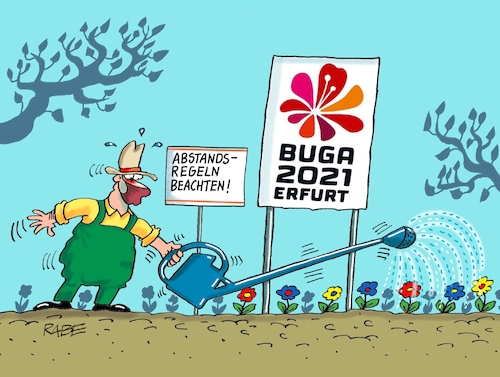 Cartoon: Buga I (medium) by RABE tagged corona,bundländerkonferenz,merkel,kanzleramt,lockerungen,stufenplan,öffnungen,lockdown,shutdown,baumärkte,impfdosen,rki,fallzahlen,inzidenzwert,spahn,impfzentren,impfreihenfolge,notbremse,bundesgartenschau,buga,erfurt,thüringen,gärtner,gießkanne,wasser,blumen,corona,bundländerkonferenz,merkel,kanzleramt,lockerungen,stufenplan,öffnungen,lockdown,shutdown,baumärkte,impfdosen,rki,fallzahlen,inzidenzwert,spahn,impfzentren,impfreihenfolge,notbremse,bundesgartenschau,buga,erfurt,thüringen,gärtner,gießkanne,wasser,blumen