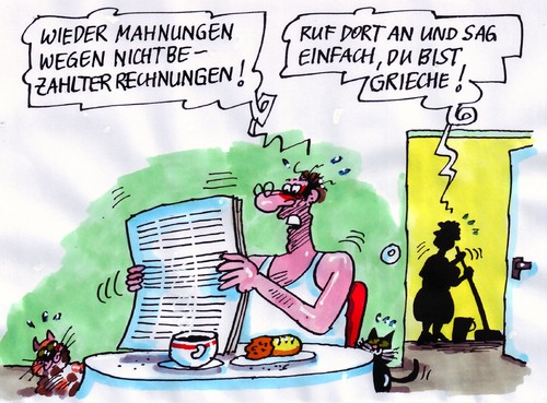 Cartoon: Damit nicht gerechnet (medium) by RABE tagged bundesregierung,kanzlerin,merkel,cdu,finanzminister,schäuble,rösler,finanzpleite,euro,eu,eurokrise,schuldenkrise,rettungsschirm,banken,bankenoleite,griechenland,athen,kredit,griechenlandpleite,schuldenerlass,mahnung,rechnung,zahlungsaufforderung,börse,aktien,ratingagentur,frühstückstisch,katzen,ehepaar,mann,frau,fdp,bundesregierung,kanzlerin,merkel,cdu,finanzminister,schäuble,rösler,euro,eurokrise