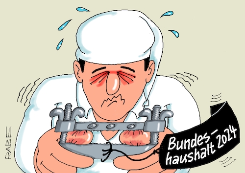 Cartoon: Daumenschraube II (medium) by RABE tagged ampelregierung,scholz,spd,grüne,fdp,lindner,kinder,kindergrundsicherung,rabe,ralf,böhme,cartoon,karikatur,pressezeichnung,farbcartoon,tagescartoon,hausmeister,ohren,zähne,michel,bürger,daumenschraube,folter,foltermethode,haushalt,haushaltsbeschluss,schuldenbremse,schuldenloch,strompreisbremse,heizen,tanken,erhöhung,teuerung,preissteigerung,ampelregierung,scholz,spd,grüne,fdp,lindner,kinder,kindergrundsicherung,rabe,ralf,böhme,cartoon,karikatur,pressezeichnung,farbcartoon,tagescartoon,hausmeister,ohren,zähne,michel,bürger,daumenschraube,folter,foltermethode,haushalt,haushaltsbeschluss,schuldenbremse,schuldenloch,strompreisbremse,heizen,tanken,erhöhung,teuerung,preissteigerung