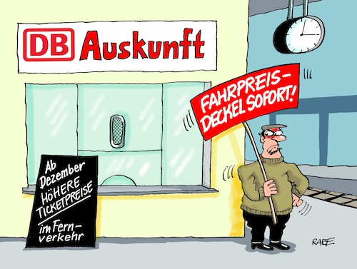 Cartoon: Deckelei (medium) by RABE tagged bahn,deutsche,db,fahrpreise,ticketpreise,fernzüge,dezember,rabe,ralf,böhme,cartoon,karikatur,pressezeichnung,farbcartoon,tagescartoon,fahrpreiserhöhung,ticketpreiserhöhung,preissteigerung,fahrpreisdeckel,ticketpreisdeckel,transparent,schild,protest,reisende,bahn,deutsche,db,fahrpreise,ticketpreise,fernzüge,dezember,rabe,ralf,böhme,cartoon,karikatur,pressezeichnung,farbcartoon,tagescartoon,fahrpreiserhöhung,ticketpreiserhöhung,preissteigerung,fahrpreisdeckel,ticketpreisdeckel,transparent,schild,protest,reisende