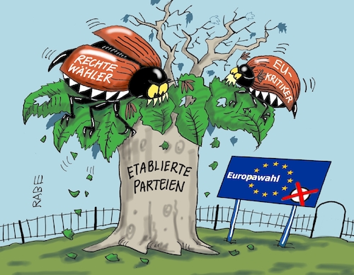 Cartoon: Demokratie in Gefahr (medium) by RABE tagged krise,krisenzeiten,klimakrise,ukrainekrieg,inflation,rückzug,rabe,ralf,böhme,cartoon,karikatur,pressezeichnung,farbcartoon,tagescartoon,europa,eu,europawahl,demokraten,rechte,verweigerer,kritiker,parteien,baum,blätter,schaden,fraßlöcher,käfer,maikäfer,nazis,krise,krisenzeiten,klimakrise,ukrainekrieg,inflation,rückzug,rabe,ralf,böhme,cartoon,karikatur,pressezeichnung,farbcartoon,tagescartoon,europa,eu,europawahl,demokraten,rechte,verweigerer,kritiker,parteien,baum,blätter,schaden,fraßlöcher,käfer,maikäfer,nazis