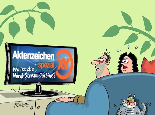 Cartoon: Detektivarbeit (medium) by RABE tagged gas,gassparen,gasnotstand,gasgeben,sanktionen,gasspeicher,gasheizung,rabe,ralf,böhme,cartoon,karikatur,pressezeichnung,farbcartoon,tagescartoon,robert,habeck,putin,ukrainekrieg,polizei,aktenzeichen,xy,nepper,schlepper,bauernfänger,siemens,gasturbine,ehepaar,couch,tv,fernsehen,zdf,krimisendung,gazprom,gas,gassparen,gasnotstand,gasgeben,sanktionen,gasspeicher,gasheizung,rabe,ralf,böhme,cartoon,karikatur,pressezeichnung,farbcartoon,tagescartoon,robert,habeck,putin,ukrainekrieg,polizei,aktenzeichen,xy,nepper,schlepper,bauernfänger,siemens,gasturbine,ehepaar,couch,tv,fernsehen,zdf,krimisendung,gazprom