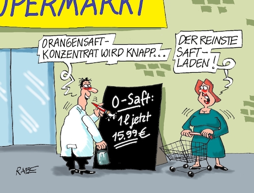 Cartoon: Die Säfte steigen (medium) by RABE tagged orangen,organgensaft,mangelware,saftladen,orangensaftkonzentrat,rabe,ralf,böhme,cartoon,karikatur,pressezeichnung,farbzeichnung,tagescartoon,supermarkt,konzentrat,korbwagen,apfelsinen,saft,lebensmittel,orangen,organgensaft,mangelware,saftladen,orangensaftkonzentrat,rabe,ralf,böhme,cartoon,karikatur,pressezeichnung,farbzeichnung,tagescartoon,supermarkt,konzentrat,korbwagen,apfelsinen,saft,lebensmittel