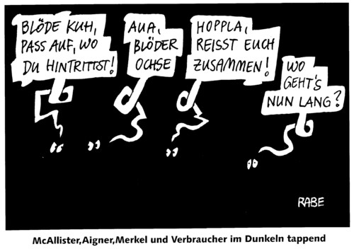 Cartoon: Dioxion im Dunkeln (medium) by RABE tagged dioxin,industriefette,dioxinskandal,futtermittel,verbraucherschutz,bioprodukte,bundesregierung,euro,geld,futtermittelhersteller,aigner,merkel,verbraucher,nahrung,mcallister,ochse,kuh,dunkel,augen,streit,dioxinskandal,verbraucherschutz,nahrung,futtermittelskandal,futtermittelindustrie,schmiermittel,bundesregierung,aigner,farm,viehzucht,lebensmittelüberwachung,merkel,kanzlerin,mcallister,streit,dunkelheit,ernährung,dioxin