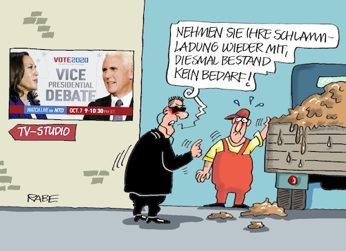 Cartoon: Duellanten II (medium) by RABE tagged trump,usa,president,bolton,literatur,bücher,rabe,ralf,böhme,cartoon,karikatur,pressezeichnung,farbcartoon,tagescartoon,corona,biden,harris,kamala,mike,pence,vizekandidaten,tv,duell,rededuell,wahlkampf,präsidentenwahl,joe,kandidat,schlagabtausch,trump,usa,president,bolton,literatur,bücher,rabe,ralf,böhme,cartoon,karikatur,pressezeichnung,farbcartoon,tagescartoon,corona,biden,harris,kamala,mike,pence,vizekandidaten,tv,duell,rededuell,wahlkampf,präsidentenwahl,joe,kandidat,schlagabtausch