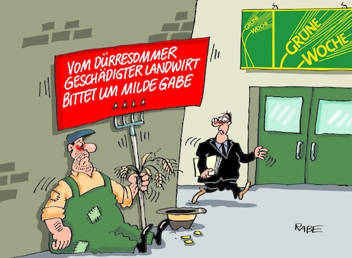 Cartoon: Dürre Proteste (medium) by RABE tagged grüne,woche,özdemir,berlin,bauern,bauernproteste,bauernblockade,rabe,ralf,böhme,cartoon,karikatur,pressezeichnung,farbcartoon,tagescartoon,transparent,eingang,dürresommer,entschädigung,grüne,woche,özdemir,berlin,bauern,bauernproteste,bauernblockade,rabe,ralf,böhme,cartoon,karikatur,pressezeichnung,farbcartoon,tagescartoon,transparent,eingang,dürresommer,entschädigung