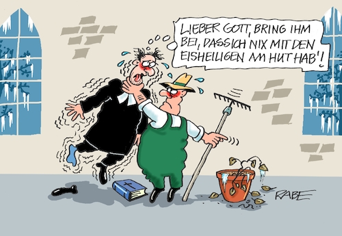 Cartoon: Eisheilige (medium) by RABE tagged winter,eis,schnee,glätte,schneefront,schneefall,schneeflocken,schneemänner,rabe,ralf,böhme,cartoon,karikatur,pressezeichnung,farbcartoon,tagescartoon,eisheilige,frost,nachtfrost,frostschäden,gärtner,pflanzen,kirche,gläubige,christen,winter,eis,schnee,glätte,schneefront,schneefall,schneeflocken,schneemänner,rabe,ralf,böhme,cartoon,karikatur,pressezeichnung,farbcartoon,tagescartoon,eisheilige,frost,nachtfrost,frostschäden,gärtner,pflanzen,kirche,gläubige,christen