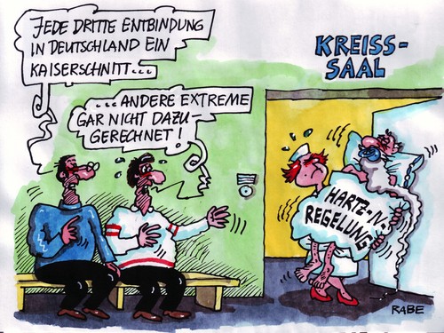 Cartoon: Entbindungsextrem (medium) by RABE tagged hartz,iv,regelung,debatte,empfänger,sozialhilfe,sozialhilfeempfänger,arbeitsamt,arbeitsagentur,euro,krise,gehalt,lohn,bundesregierung,kanzlerin,cdu,merkel,koalition,opposition,fdp,westerwelle,von,der,leyen,arbeitsministerin,jobsuche,jobcenter,jobvermittlung,bundestag,deutschland,arbeitslosigkeit,kreisssaal,entbindungsstation,schwangere,geburtshelfer,hebamme,kaiserschnitt,geburt,steißgeburt,nabelschnur,arzt,gynäkologe,zangengeburt,schwester,stationsschwester,krankenschwester,geburtstermin,geburtstag,männer,ehepaar,opa,rentner,greis,wickelkissen,wickeltisch,baby,babystation,frühgeburt,frühchen,stillen,muttermilch,hartz,regelung,debatte,empfänger,sozialhilfe,sozialhilfeempfänger,arbeitsamt,arbeitsagentur,gehalt,lohn,bundesregierung,krise,arbeit,job