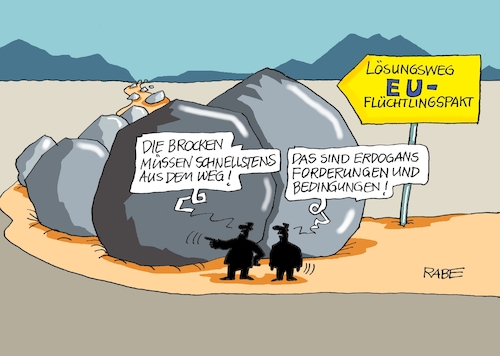 Cartoon: Erdoganpfad (medium) by RABE tagged kanzlerkandidat,cdu,parteivorsitz,norbert,röttgen,rabe,ralf,böhme,cartoon,karikatur,pressezeichnung,farbcartoon,tagescartoon,phönix,asche,mülltonne,vogel,flügel,merz,spahn,laschet,söder,csu,erdogan,türkei,eu,brüssel,flüchtlingspakt,flüchtlingsdeal,flüchtlingskrise,forderungen,bedingungen,griechenland,flüchtlingslager,ägäis,tore,öffnung,steine,brocken,grenze,grenzzaun,kanzlerkandidat,cdu,parteivorsitz,norbert,röttgen,rabe,ralf,böhme,cartoon,karikatur,pressezeichnung,farbcartoon,tagescartoon,phönix,asche,mülltonne,vogel,flügel,merz,spahn,laschet,söder,csu,erdogan,türkei,eu,brüssel,flüchtlingspakt,flüchtlingsdeal,flüchtlingskrise,forderungen,bedingungen,griechenland,flüchtlingslager,ägäis,tore,öffnung,steine,brocken,grenze,grenzzaun