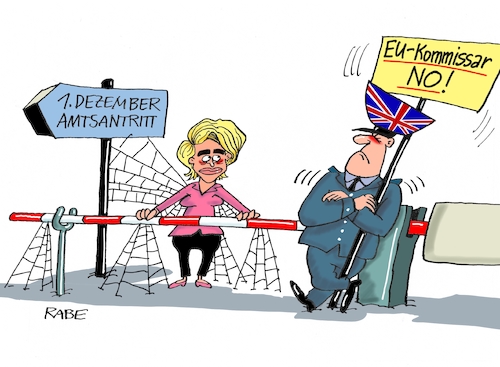 Cartoon: EU Kommissar (medium) by RABE tagged brexit,no,deal,johnson,boris,downing,street,austritt,eu,brüssel,london,rabe,ralf,böhme,cartoon,karikatur,pressezeichnung,farbcartoon,tagescartoon,may,juncker,luxemburg,kommissar,amtsantritt,ursula,von,der,leyen,erster,dezember,brexit,no,deal,johnson,boris,downing,street,austritt,eu,brüssel,london,rabe,ralf,böhme,cartoon,karikatur,pressezeichnung,farbcartoon,tagescartoon,may,juncker,luxemburg,kommissar,amtsantritt,ursula,von,der,leyen,erster,dezember