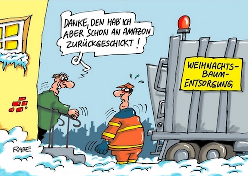 Cartoon: Ex und hopp (medium) by RABE tagged weihnachten,weihnachtsmann,nikolaus,nikolaustag,stiefel,nikolausstiefelmichel,cartoon,karikatur,pressezeichnung,farbcartoon,tagescartoon,rute,besen,geschenke,dezember,weihnachtsbaum,entsorgung,rücknahme,amazon,rücksendung,müllauto,biomüll,weihnachten,weihnachtsmann,nikolaus,nikolaustag,stiefel,nikolausstiefelmichel,cartoon,karikatur,pressezeichnung,farbcartoon,tagescartoon,rute,besen,geschenke,dezember,weihnachtsbaum,entsorgung,rücknahme,amazon,rücksendung,müllauto,biomüll