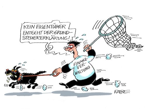 Cartoon: Fänger (medium) by RABE tagged grundsteuer,grundsteuererklärung,grundstücksbesitzer,abgabefrist,finanzamt,finanzämter,finanzbehörden,finanzverwaltung,beamte,rabe,ralf,böhme,cartoon,karikatur,pressezeichnung,farbcartoon,tagescaartoon,hund,leine,kescher,netz,fänger,ärmelschoner,grundsteuer,grundsteuererklärung,grundstücksbesitzer,abgabefrist,finanzamt,finanzämter,finanzbehörden,finanzverwaltung,beamte,rabe,ralf,böhme,cartoon,karikatur,pressezeichnung,farbcartoon,tagescaartoon,hund,leine,kescher,netz,fänger,ärmelschoner