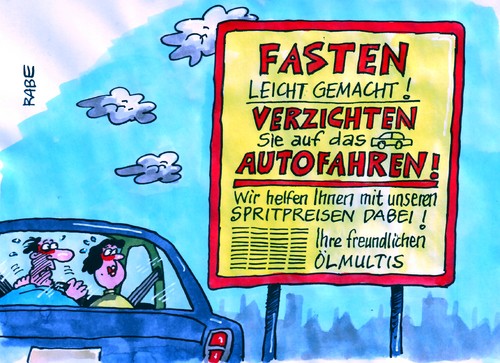 Cartoon: Fahrfasten (medium) by RABE tagged fasten,fastenzeit,fastnacht,ölmultis,ölkonzerne,erdöl,tankstellen,benzinpreise,tanksäule,zapfsäule,zapfpistole,super,diesel,kraftfahrer,autofahre,pkw,tank,tankwart,euro,adac,abzocke,steuerzahler,pendler,pendlerpauschale,kilometerpauschale,krise,verzicht,verzichten,verkehrsminister,ramsauer,csu,wirtchaftsminister,rösler,fdp,fasten,fastenzeit,fastnacht,ölmultis,ölkonzerne,erdöl,tankstellen,benzinpreise,tanksäule,zapfsäule