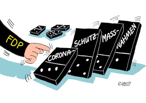 Cartoon: FDPdomino (medium) by RABE tagged corona,pandemie,ausstieg,masken,rabe,ralf,böhme,karikatur,pressezeichnung,farbcartoon,tagescartoon,coronavorschriften,maskenpflicht,coronapandemie,schutzmassnahmen,coronaschutzmassnahmen,fdp,liberale,ampelkoalition,streit,domino,dominospiel,dominosteine,corona,pandemie,ausstieg,masken,rabe,ralf,böhme,karikatur,pressezeichnung,farbcartoon,tagescartoon,coronavorschriften,maskenpflicht,coronapandemie,schutzmassnahmen,coronaschutzmassnahmen,fdp,liberale,ampelkoalition,streit,domino,dominospiel,dominosteine