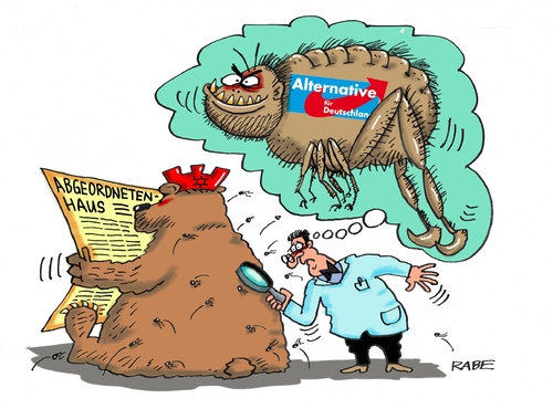 Cartoon: Flohwalzer (medium) by RABE tagged berlin,hauptstadt,bär,flöhe,abgeordnetenwahl,senat,rot,grün,afd,rabe,ralf,böhme,cartoon,karikatur,pressezeichnung,farbcartoon,tagescartoon,forscher,lupe,wahl,wähler,urnengang,wahlprognose,insekt,flohbiss,berlin,hauptstadt,bär,flöhe,abgeordnetenwahl,senat,rot,grün,afd,rabe,ralf,böhme,cartoon,karikatur,pressezeichnung,farbcartoon,tagescartoon,forscher,lupe,wahl,wähler,urnengang,wahlprognose,insekt,flohbiss