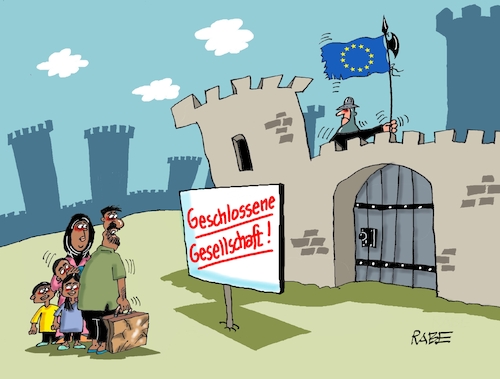 Cartoon: Flüchtlingsgipfel (medium) by RABE tagged flüchtlingsgipfel,flüchtlinge,eu,europa,aussengrenzen,grenzkontrollen,zuwanderun,einwanderung,ausgrenzung,rabe,ralf,böhme,cartoon,tagescartoon,karikatur,pressezeichnung,farbcartoon,burg,zinnen,gesellschaft,geschlossen,flüchtlingsgipfel,flüchtlinge,eu,europa,aussengrenzen,grenzkontrollen,zuwanderun,einwanderung,ausgrenzung,rabe,ralf,böhme,cartoon,tagescartoon,karikatur,pressezeichnung,farbcartoon,burg,zinnen,gesellschaft,geschlossen