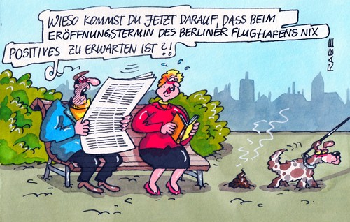 Cartoon: Flughafen Berlin (medium) by RABE tagged flugplatz,flughafeneröffnung,berlin,schönefeld,termin,eröffnungstermin,terminal,oktober,landebahn,start,startbahn,platzeck,wowereit,senat,steuerzahler,steuergelder,terminverschiebung,zusatzkosten,nachtflufverbot,baustelle,großbaustelle,planungskosten,milliarden,euro,hund,ehepaar,parkbank,hundehaufen,flugplatz,flughafeneröffnung,berlin,schönefeld,termin,eröffnungstermin,terminal,oktober,landebahn,start,startbahn,platzeck,wowereit,senat,steuerzahler,steuergelder,terminverschiebung,zusatzkosten,nachtflufverbot,baustelle,großbaustelle,planungskosten,milliarden,euro,hund,ehepaar,parkbank,hundehaufen