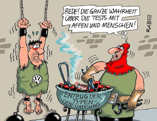 Cartoon: Folterkammer (medium) by RABE tagged diesel,vw,skandaal,dobrindt,autobauer,rabe,ralf,böhme,cartoon,karikatur,pressezeichnung,farbcartoon,tagescartoon,tierversuche,abgastests,versuchlabor,versuchstiere,menschen,versuchspersonen,steg,generalbevollmächtigter,diesel,vw,skandaal,dobrindt,autobauer,rabe,ralf,böhme,cartoon,karikatur,pressezeichnung,farbcartoon,tagescartoon,tierversuche,abgastests,versuchlabor,versuchstiere,menschen,versuchspersonen,steg,generalbevollmächtigter