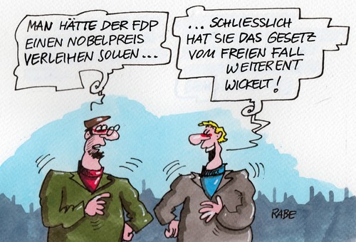 Cartoon: Freier Fall (medium) by RABE tagged nobel,nobelpreis,stockholm,preisverleihung,friedensnobelpreis,physik,chemie,literatur,wissenschaften,medizin,rabe,ralf,böhme,cartoon,karikatur,pressezeichnung,farbcartoon,liberale,fdp,bundestagswahl,stimmverluste,verliehrer,brüderle,rösler,gesetz,freier,fall,wieterentwicklung,nobel,nobelpreis,stockholm,preisverleihung,friedensnobelpreis,physik,chemie,literatur,wissenschaften,medizin,rabe,ralf,böhme,cartoon,karikatur,pressezeichnung,farbcartoon,liberale,fdp,bundestagswahl,stimmverluste,verliehrer,brüderle,rösler,gesetz,freier,fall,wieterentwicklung