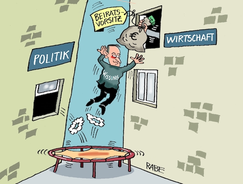 Cartoon: Freier Fall nach oben (medium) by RABE tagged merz,union,kanzler,fritze,koalition,spd,klingbeil,bundesregierung,rabe,ralf,böhme,cartoon,karikatur,pressezeichnung,farbcartoon,tagescartoon,trump,putin,krisen,tv,nachrichten,waschmaschine,volker,wissing,fdp,verkehrsminister,chefposten,vorstand,sprungbrett,trampolin,vorstandsposten,chefetage,merz,union,kanzler,fritze,koalition,spd,klingbeil,bundesregierung,rabe,ralf,böhme,cartoon,karikatur,pressezeichnung,farbcartoon,tagescartoon,trump,putin,krisen,tv,nachrichten,waschmaschine,volker,wissing,fdp,verkehrsminister,chefposten,vorstand,sprungbrett,trampolin,vorstandsposten,chefetage