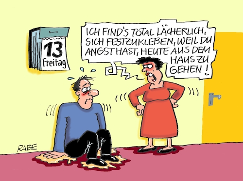 Cartoon: Freitag (medium) by RABE tagged freitag,dreizehnte,abreisskalender,unglückstag,unglücksrabe,pech,rabe,ralf,böhme,cartoon,karikatur,pressezeichnung,farbcartoon,tagescartoon,kleber,leim,angst,klimaaktivisten,freitag,dreizehnte,abreisskalender,unglückstag,unglücksrabe,pech,rabe,ralf,böhme,cartoon,karikatur,pressezeichnung,farbcartoon,tagescartoon,kleber,leim,angst,klimaaktivisten