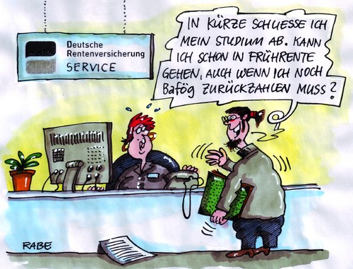 Cartoon: Frührentner (medium) by RABE tagged rentner,frührentner,rente,rentnerdasein,rentenbeiträge,rentenerhöhung,rentenauszahlung,euro,rentenausweis,rentenversicherung,arbeitsministerin,cdu,von,der,leyen,studium,student,uni,bafög,beiträgeabzahlung,bundesregierung,rentner,rente,rentenbeiträge,rentenerhöhung,rentenauszahlung,euro,rentenausweis,arbeitsministerin,cdu,rentenversicherung,leyen,studium,student,uni,bafög,beiträgeabzahlung,arbeit,job