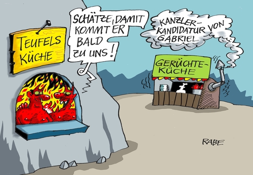 Cartoon: Gabriel (medium) by RABE tagged sigmar,gabriel,kanzlerkandidat,kanzlerkandidatur,spd,koalition,groko,bundestagswahl,rabe,ralf,böhme,cartoon,karikatur,pressezeichnung,farbcartoon,tagescartoon,küche,gerüchteküche,hölle,teufel,sigmar,gabriel,kanzlerkandidat,kanzlerkandidatur,spd,koalition,groko,bundestagswahl,rabe,ralf,böhme,cartoon,karikatur,pressezeichnung,farbcartoon,tagescartoon,küche,gerüchteküche,hölle,teufel