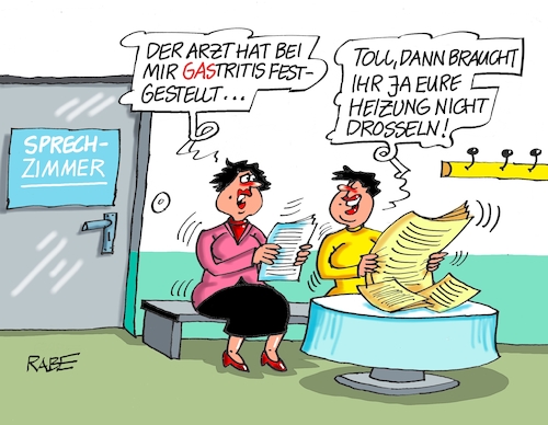 Cartoon: Gastritis (medium) by RABE tagged gas,gassparen,gasnotstand,gasgeben,sanktionen,gasspeicher,gasheizung,rabe,ralf,böhme,cartoon,karikatur,pressezeichnung,farbcartoon,tagescartoon,robert,habeck,putin,ukrainekrieg,arzt,sprechzimmer,wartezimmer,gastritis,gasdrosselung,krankheiten,magenkrank,magenschleimhautentzündung,gas,gassparen,gasnotstand,gasgeben,sanktionen,gasspeicher,gasheizung,rabe,ralf,böhme,cartoon,karikatur,pressezeichnung,farbcartoon,tagescartoon,robert,habeck,putin,ukrainekrieg,arzt,sprechzimmer,wartezimmer,gastritis,gasdrosselung,krankheiten,magenkrank,magenschleimhautentzündung