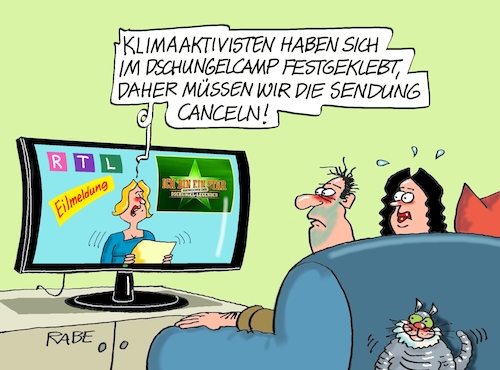 Cartoon: Gecancelt (medium) by RABE tagged klima,klimakrise,klimaurteil,schweiz,eu,eugh,senioren,rabe,ralf,böhme,cartoon,karikatur,pressezeichnung,farbcartoon,tagescartoon,klimaaktivisten,klimakleber,letzte,generation,protest,kleber,rtl,tv,unterhaltung,show,dschungel,dschungelcamp,klima,klimakrise,klimaurteil,schweiz,eu,eugh,senioren,rabe,ralf,böhme,cartoon,karikatur,pressezeichnung,farbcartoon,tagescartoon,klimaaktivisten,klimakleber,letzte,generation,protest,kleber,rtl,tv,unterhaltung,show,dschungel,dschungelcamp