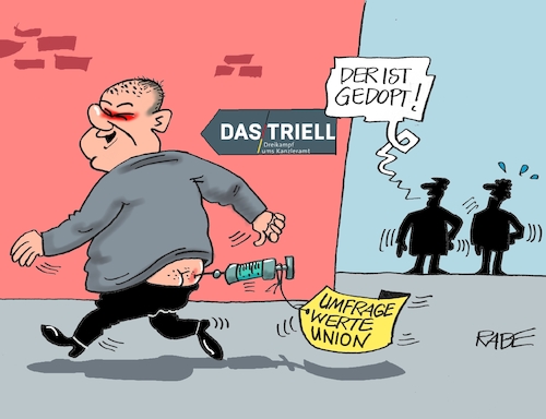 Cartoon: Gedopter Bursche (medium) by RABE tagged bundestagswahl,wahlkampf,osten,ddr,ostbeauftragter,bundesregierung,recht,rabe,ralf,böhme,cartoon,karikatur,pressezeichnung,farbcartoon,tagescartoon,kanzleramt,laschet,gartenzwerg,doping,spritze,olaf,scholz,triell,umfragewerte,union,bundestagswahl,wahlkampf,osten,ddr,ostbeauftragter,bundesregierung,recht,rabe,ralf,böhme,cartoon,karikatur,pressezeichnung,farbcartoon,tagescartoon,kanzleramt,laschet,gartenzwerg,doping,spritze,olaf,scholz,triell,umfragewerte,union