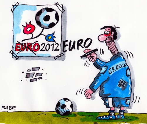 Cartoon: Geldquelle (medium) by RABE tagged euro,eu,europameisterschaft,fussball,fussballeuropameisterschaft,ukraine,polen,kiew,torwart,schiedsrichter,fussballer,nationalelf,griechenland,athen,deutschland,merkel,kanzlerin,cdu,ehrentribüne,mannschaft,schulden,schuldenschnitt,rettungsschirm,fiskalpakt,griechenlandhilfe