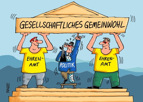 Cartoon: Gesellschaftliches Gemeinwohl (medium) by RABE tagged gesellschaft,gemeinwohl,ehrenamt,aufopferung,freizeit,hilfe,unterstützung,rabe,ralf,böhme,cartoon,karikatur,pressezeichnung,farbcartoon,tagescartoon,säulen,stütze,politiker,abgeordnete,gesellschaft,gemeinwohl,ehrenamt,aufopferung,freizeit,hilfe,unterstützung,rabe,ralf,böhme,cartoon,karikatur,pressezeichnung,farbcartoon,tagescartoon,säulen,stütze,politiker,abgeordnete