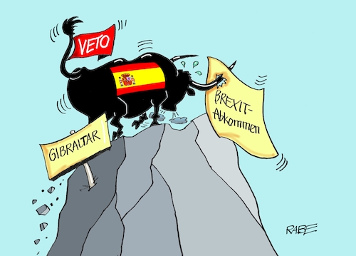 Cartoon: Gibraltar (medium) by RABE tagged brexit,briten,einbürgerung,deutschland,rabe,ralf,böhme,cartoon,karikatur,pressezeichnung,farbcartoon,tagescartoon,abgrund,bus,boris,johnson,davis,eu,spanien,fels,veto,stier,gibraltar,brexitabkommen,drohung,gipfel,fronten,fischereirechte,halbinsel,brexit,briten,einbürgerung,deutschland,rabe,ralf,böhme,cartoon,karikatur,pressezeichnung,farbcartoon,tagescartoon,abgrund,bus,boris,johnson,davis,eu,spanien,fels,veto,stier,gibraltar,brexitabkommen,drohung,gipfel,fronten,fischereirechte,halbinsel