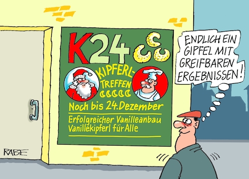 Cartoon: Gipfelkipfeltreffen (medium) by RABE tagged ampel,ampelregierung,rot,grün,gelb,fdp,spd,grüne,rabe,ralf,böhme,cartoon,karikatur,pressezeichnung,farbcartoon,tagescartoon,inflation,einkommen,rente,rentenpaket,bruch,streit,neuwahlen,vanille,vanillekipferl,kipferl,weihnachten,plätzchen,weihnachtsgebäck,weihnachtsbäckerei,bäcker,weihnachtsmann,ampel,ampelregierung,rot,grün,gelb,fdp,spd,grüne,rabe,ralf,böhme,cartoon,karikatur,pressezeichnung,farbcartoon,tagescartoon,inflation,einkommen,rente,rentenpaket,bruch,streit,neuwahlen,vanille,vanillekipferl,kipferl,weihnachten,plätzchen,weihnachtsgebäck,weihnachtsbäckerei,bäcker,weihnachtsmann