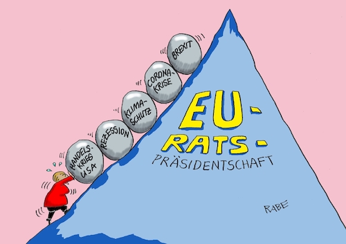 Cartoon: Gipfelstürmer (medium) by RABE tagged virus,corona,pandemie,coronakrise,rabe,ralf,böhme,cartoon,karikatur,pressezeichnung,farbcartoon,tagescartoon,viren,virenschutz,mundschutz,desinfektion,föderal,föderalismus,ländersache,merkel,kanzlerin,eu,deutschland,ratspräsidentschaft,felsen,kugeln,gipfelm,sysiphus,brexit,usa,trump,handelskrieg,brüssel,klimawandel,klimaschutz,rezession,virus,corona,pandemie,coronakrise,rabe,ralf,böhme,cartoon,karikatur,pressezeichnung,farbcartoon,tagescartoon,viren,virenschutz,mundschutz,desinfektion,föderal,föderalismus,ländersache,merkel,kanzlerin,eu,deutschland,ratspräsidentschaft,felsen,kugeln,gipfelm,sysiphus,brexit,usa,trump,handelskrieg,brüssel,klimawandel,klimaschutz,rezession