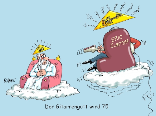 Cartoon: Gitarrengott (medium) by RABE tagged eric,clapton,gitarre,gitarrengott,mister,slowhand,rabe,ralf,böhme,cartoon,karikatur,pressezeichnugn,farbcartoon,tagescartoon,blues,rock,pop,cream,london,george,harrison,himmel,gott,wolken,geburtstag,jubiläum,fünfundsiebzig,eric,clapton,gitarre,gitarrengott,mister,slowhand,rabe,ralf,böhme,cartoon,karikatur,pressezeichnugn,farbcartoon,tagescartoon,blues,rock,pop,cream,london,george,harrison,himmel,gott,wolken,geburtstag,jubiläum,fünfundsiebzig