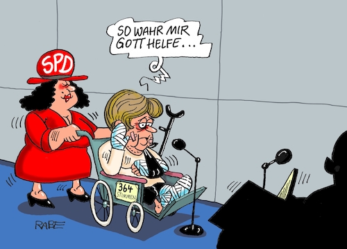 Cartoon: Gott hat geholfen (medium) by RABE tagged sonderparteitag,spd,martin,schulz,ja,groko,koalitionsverhandlungen,rabe,ralf,böhme,cartoon,karikatur,pressezeichnung,farbcartoon,tagescartoon,merkel,union,koalitionsgespräche,bundeskanzlerin,wahl,stimmen,gegenstimmen,abweichler,amtseid,schäuble,nahles,scholz,kanzlerwahl,bundespräsident,bundestagssitzung,verband,krücke,rollstuhl,verfassung,bundesregierung,amtshandlung,sonderparteitag,spd,martin,schulz,ja,groko,koalitionsverhandlungen,rabe,ralf,böhme,cartoon,karikatur,pressezeichnung,farbcartoon,tagescartoon,merkel,union,koalitionsgespräche,bundeskanzlerin,wahl,stimmen,gegenstimmen,abweichler,amtseid,schäuble,nahles,scholz,kanzlerwahl,bundespräsident,bundestagssitzung,verband,krücke,rollstuhl,verfassung,bundesregierung,amtshandlung