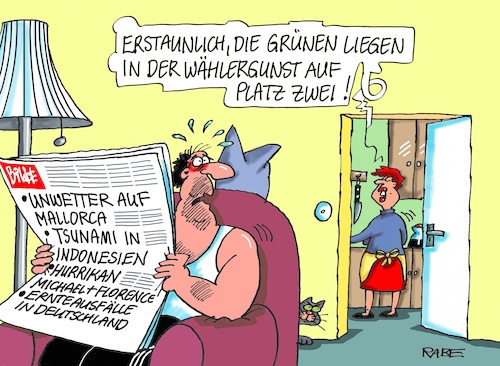 Cartoon: Grüne Wählergunst (medium) by RABE tagged markus,söder,csu,bayern,münchen,landesvorsitzender,horst,seehofer,merkel,cdu,union,streit,unionstreit,asylstreit,ultimatum,grenze,zurückweisung,flüchtlinge,grenzkontrollen,grüne,landtagswahl,bundestagswahl,umfragewerte,wählergunst,tsunami,indonesien,umweltkatastrophen,klimaschutz,klimawandel,hurrikan,usa,florida,michael,florence,ernteausfälle,deutschland,trockenheit,hitzeperiode,mallorca,unwetter,regenfälle,hochwasser,markus,söder,csu,bayern,münchen,landesvorsitzender,horst,seehofer,merkel,cdu,union,streit,unionstreit,asylstreit,ultimatum,grenze,zurückweisung,flüchtlinge,grenzkontrollen,grüne,landtagswahl,bundestagswahl,umfragewerte,wählergunst,tsunami,indonesien,umweltkatastrophen,klimaschutz,klimawandel,hurrikan,usa,florida,michael,florence,ernteausfälle,deutschland,trockenheit,hitzeperiode,mallorca,unwetter,regenfälle,hochwasser