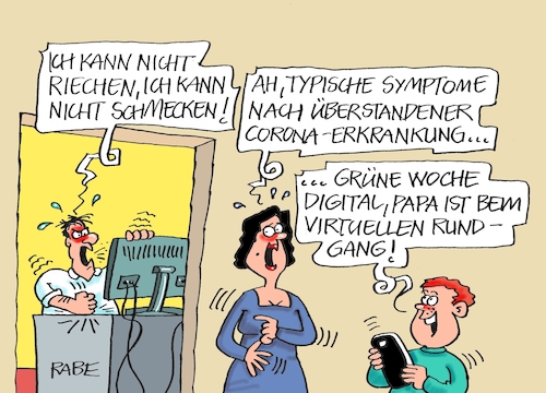 Cartoon: Grünwöchentliches (medium) by RABE tagged corona,bildung,bildungsminister,kanzleramt,bildungskonferenz,lehrerkonferenz,laptop,ausstatung,digitalisierung,bildungsmonitor,internetzugan,wlan,aufwachen,geschmackssinn,geruchssinn,coronaerkrankung,lockdown,shutdown,fallzahlen,intensivstation,rki,coronaregeln,impfstoff,pc,rechner,internet,onlineveranstaltung,grüne,woche,agrarindustrie,bauern,landwirte,nahrung,genuss,aussteller,messe,corona,bildung,bildungsminister,kanzleramt,bildungskonferenz,lehrerkonferenz,laptop,ausstatung,digitalisierung,bildungsmonitor,internetzugan,wlan,aufwachen,geschmackssinn,geruchssinn,coronaerkrankung,lockdown,shutdown,fallzahlen,intensivstation,rki,coronaregeln,impfstoff,pc,rechner,internet,onlineveranstaltung,grüne,woche,agrarindustrie,bauern,landwirte,nahrung,genuss,aussteller,messe