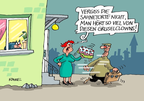 Cartoon: Gruselclown nochmal (medium) by RABE tagged clown,gruselclown,horrorclown,rabe,ralf,böhme,cartoon,karikatur,pressezeichnung,farbcartoon,tagescartoon,torte,sahnetorte,clown,gruselclown,horrorclown,rabe,ralf,böhme,cartoon,karikatur,pressezeichnung,farbcartoon,tagescartoon,torte,sahnetorte