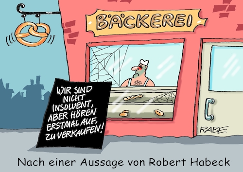 Cartoon: Habeck Bäcker (medium) by RABE tagged gas,gassparen,gasnotstand,gasgeben,sanktionen,gasspeicher,gasheizung,rabe,ralf,böhme,cartoon,karikatur,pressezeichnung,farbcartoon,tagescartoon,robert,habeck,putin,ukrainekrieg,wirtschaftsminister,grüne,talkshow,maischberger,aussage,bäcker,insolvenz,verkauf,schließung,gas,gassparen,gasnotstand,gasgeben,sanktionen,gasspeicher,gasheizung,rabe,ralf,böhme,cartoon,karikatur,pressezeichnung,farbcartoon,tagescartoon,robert,habeck,putin,ukrainekrieg,wirtschaftsminister,grüne,talkshow,maischberger,aussage,bäcker,insolvenz,verkauf,schließung