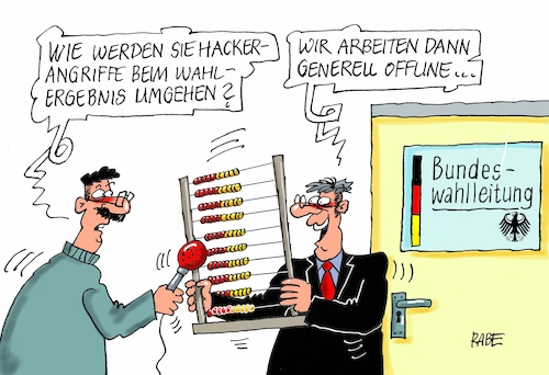 Cartoon: Hackerangriffe (medium) by RABE tagged hacker,hackerangriffe,fakenews,fake,lügen,wahlbeeinflussung,bundestagswahl,union,kanzlerin,rabe,ralf,böhmr,cartoon,karikatur,pressezeichnung,farbcartoon,tagescartoon,rechner,wahlergebniss,rechenschieber,bundeswahlleitung,hacker,hackerangriffe,fakenews,fake,lügen,wahlbeeinflussung,bundestagswahl,union,kanzlerin,rabe,ralf,böhmr,cartoon,karikatur,pressezeichnung,farbcartoon,tagescartoon,rechner,wahlergebniss,rechenschieber,bundeswahlleitung