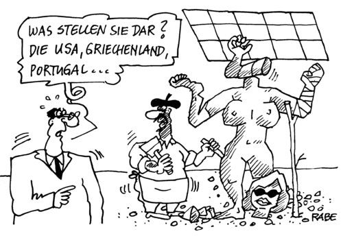 Cartoon: Hand und Fuß (medium) by RABE tagged dollar,euro,krise,usa,griechenland,portugal,washington,obama,präsident,eu,brüssel,finanzchef,rating,ratingagentur,rettungspaket,börse,crash,kredit,zinsen,börsianer,aktien,spekulanten,dax,dowjones,künstler,bildhauer,aktienindex,skulptur,frau,mann,akt,stein,meisel,atelier,atelierfenster,dachfenster,dollar,euro,schulden,rettungspaket,obama,staatspleite,usa,brüssel