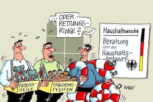 Cartoon: Haushaltswoche (medium) by RABE tagged ampel,ampelregierung,rot,grün,gelb,fdp,spd,grüne,rabe,ralf,böhme,cartoon,karikatur,pressezeichnung,farbcartoon,tagescartoon,pöbelei,pöbler,bestrafung,regelung,beschimpfung,bundestag,abgeordnete,haushaltswoche,merz,friedenspfeife,rettungsring,kriegsbeil,bauchladen,ampel,ampelregierung,rot,grün,gelb,fdp,spd,grüne,rabe,ralf,böhme,cartoon,karikatur,pressezeichnung,farbcartoon,tagescartoon,pöbelei,pöbler,bestrafung,regelung,beschimpfung,bundestag,abgeordnete,haushaltswoche,merz,friedenspfeife,rettungsring,kriegsbeil,bauchladen